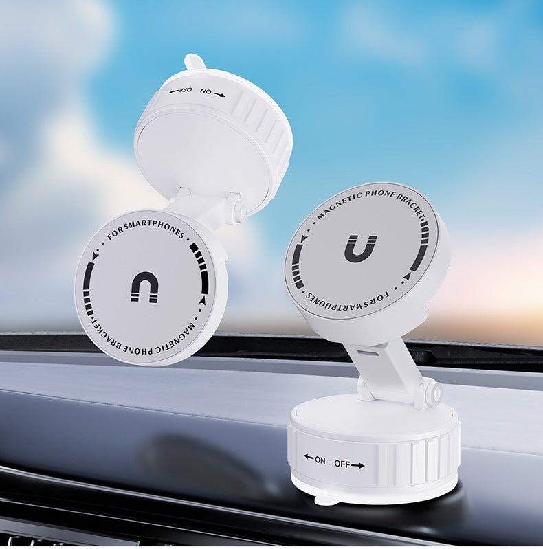 Car Mount Vacuum Suction Cup Bracket – Foldable Magnetic Mobile Phone Holder - Image 1